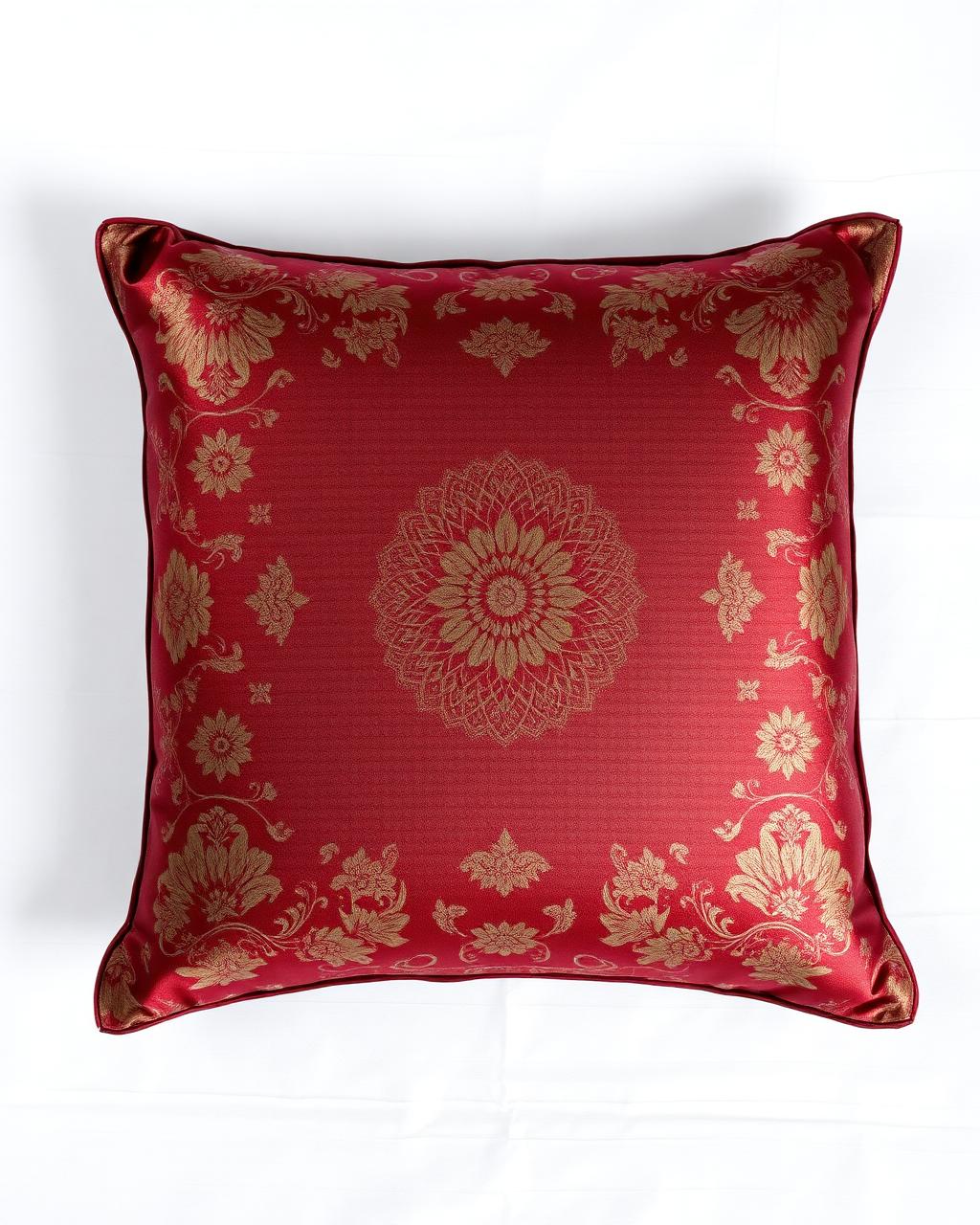 Square meditation cushion in patterned silk brocade