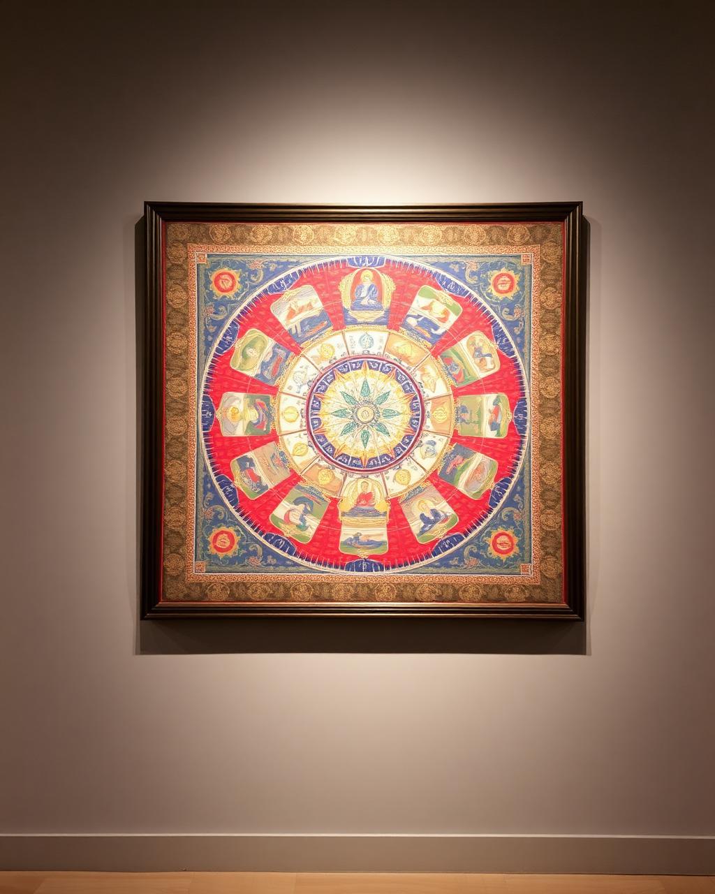 Traditional Wheel of Life thangka painted with mineral pigments